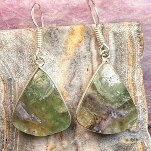 Green / purple fluorite earrings